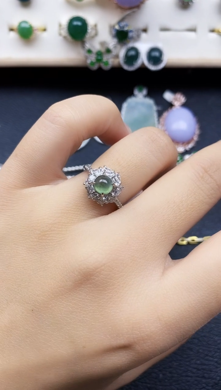 【闪购商品】翡翠戒指银S925镶嵌11111