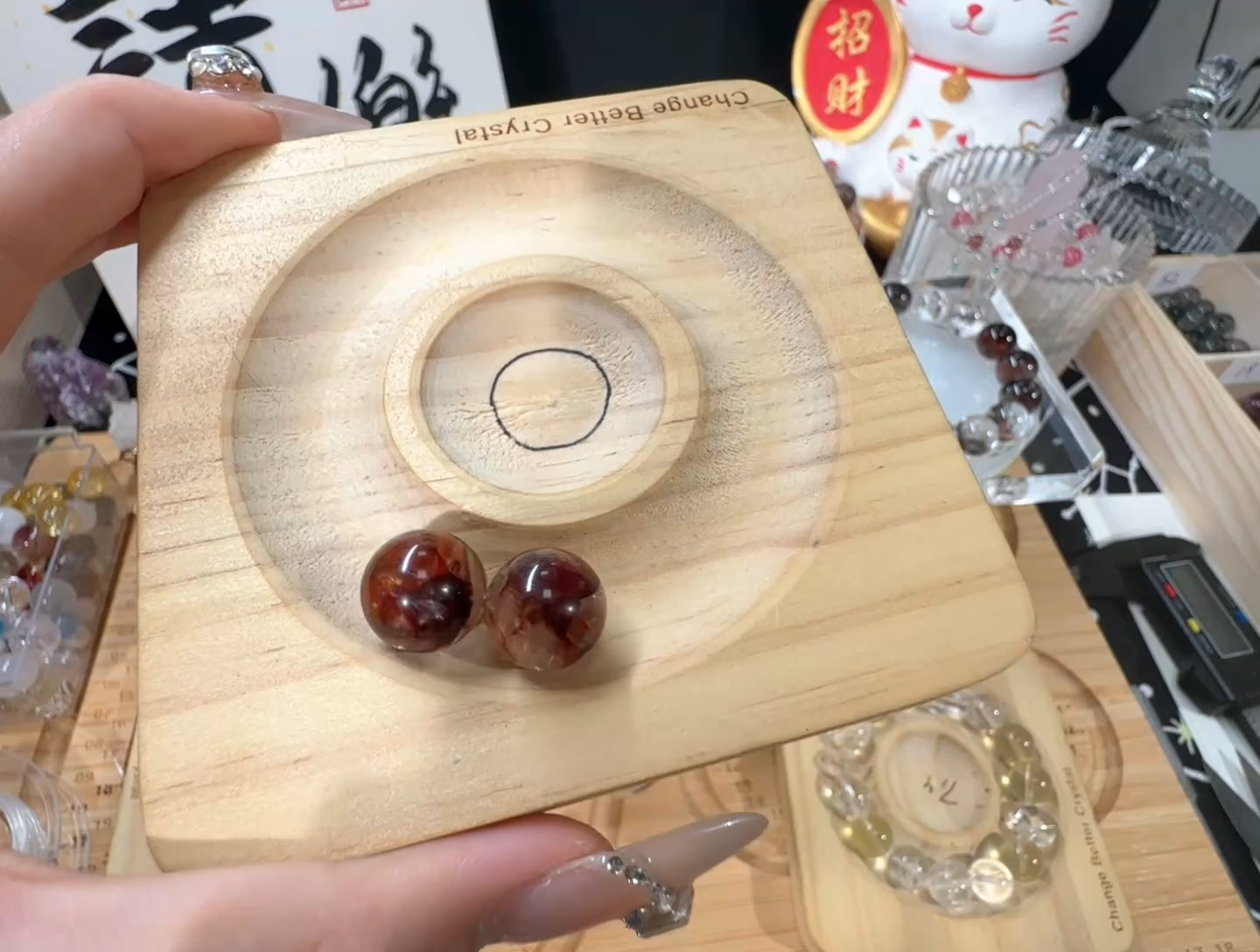 散珠未镶嵌水晶红胶花