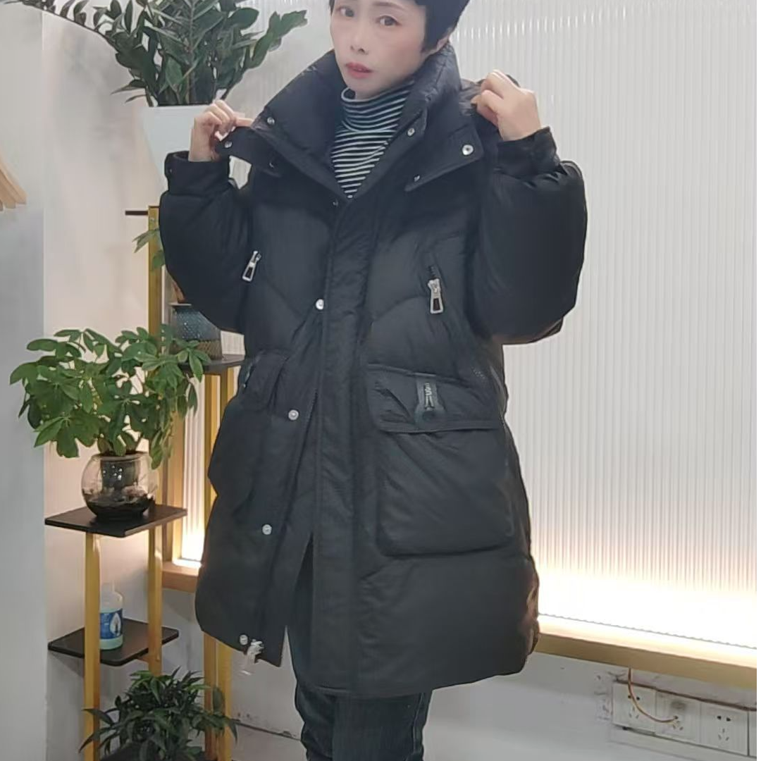 【英英服饰】宏8838冬季新款时尚洋气中长款羽绒服-衣长80