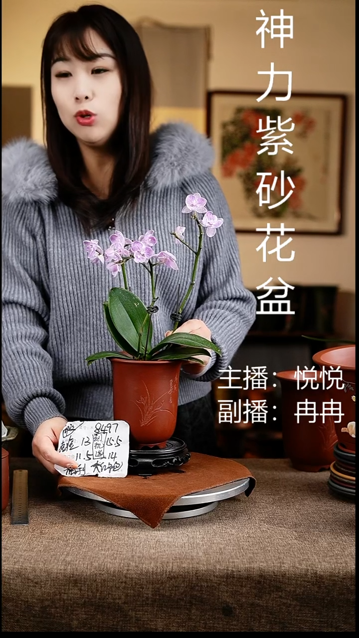 紫砂花盆花卉工艺8497+s微瑕