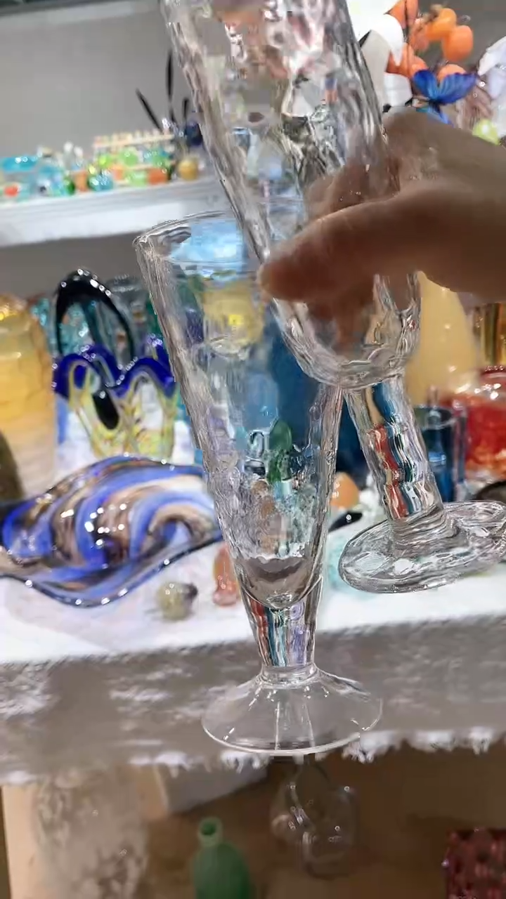 【闪购商品】水晶2只其中1只啤酒1只香槟杯矮脚大容量锤纹