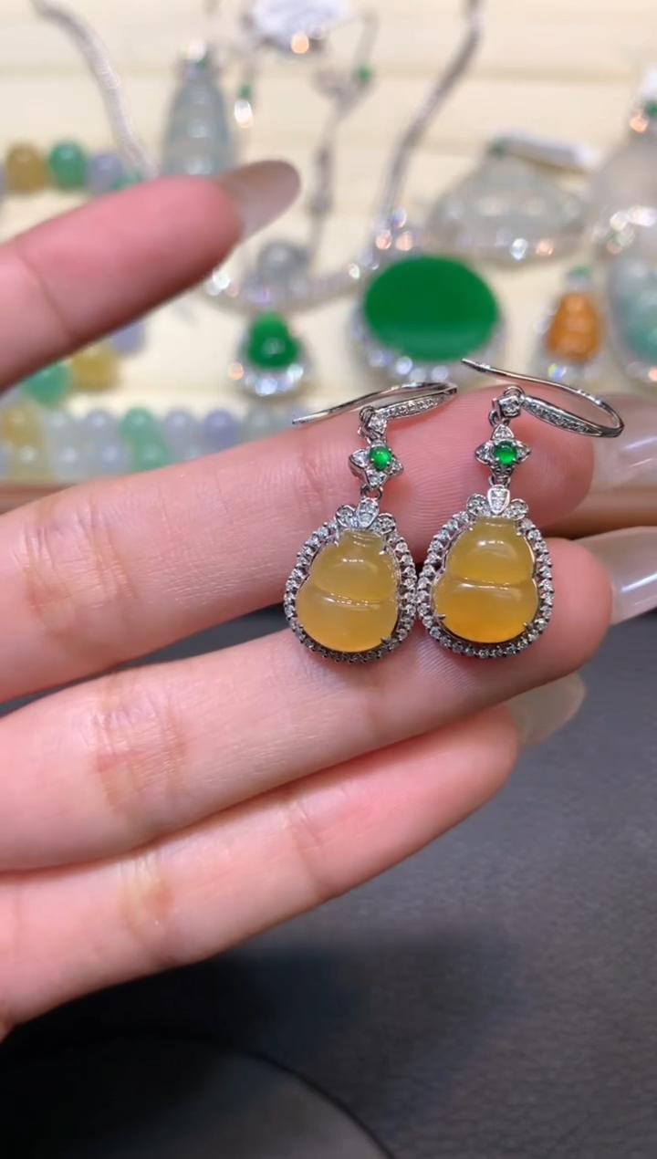 翡翠18K金镶嵌耳环 耳环