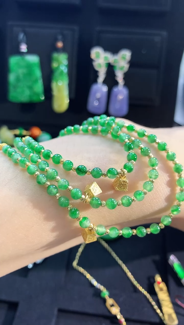 【闪购商品】翡翠手链18K金镶嵌手链（多样性发货发一条）