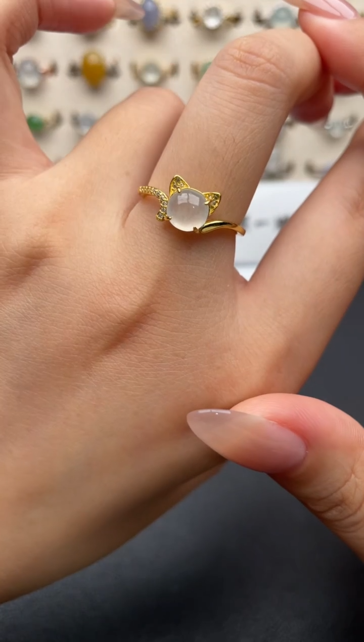 银S925镶嵌戒指翡翠一物一证一礼盒