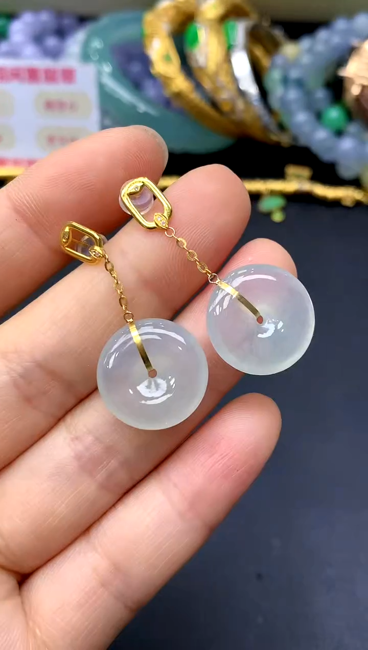 18K金镶嵌翡翠耳饰153-中国好珍宝