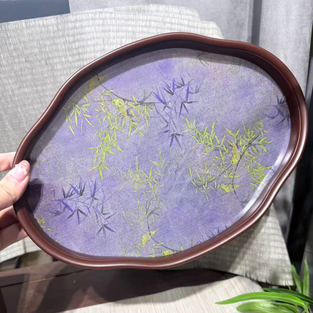 【闪购商品】紫色古风茶盘6355