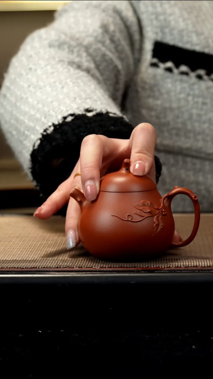 紫砂茶盏朱泥茄瓜150CC