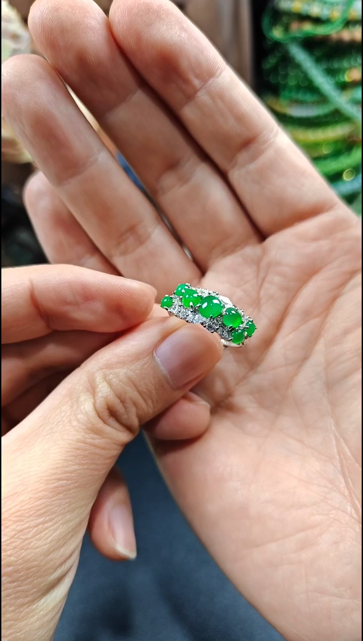 银S925镶嵌戒指翡翠⭐*翡翠戒指S925银镶嵌