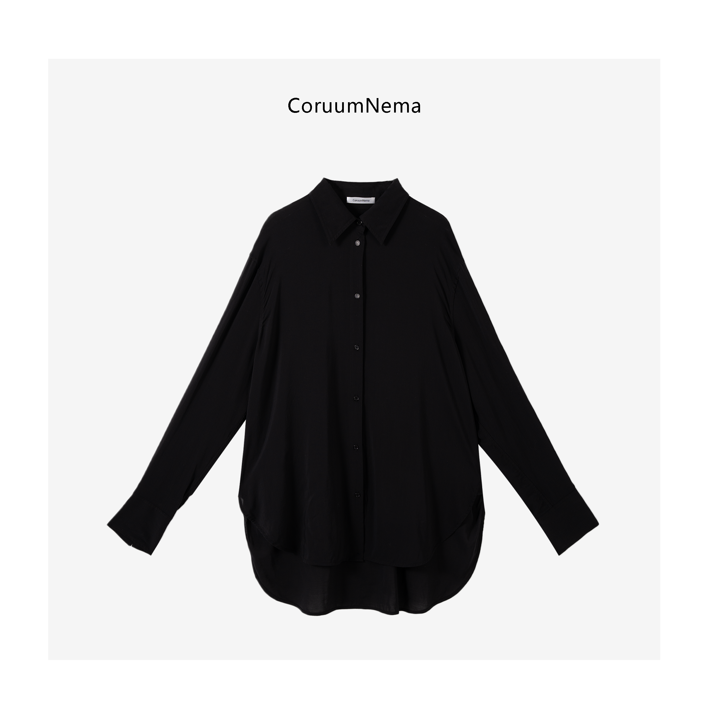 【CoruumNema】2025年新款黑色轻薄长款衬衫180464