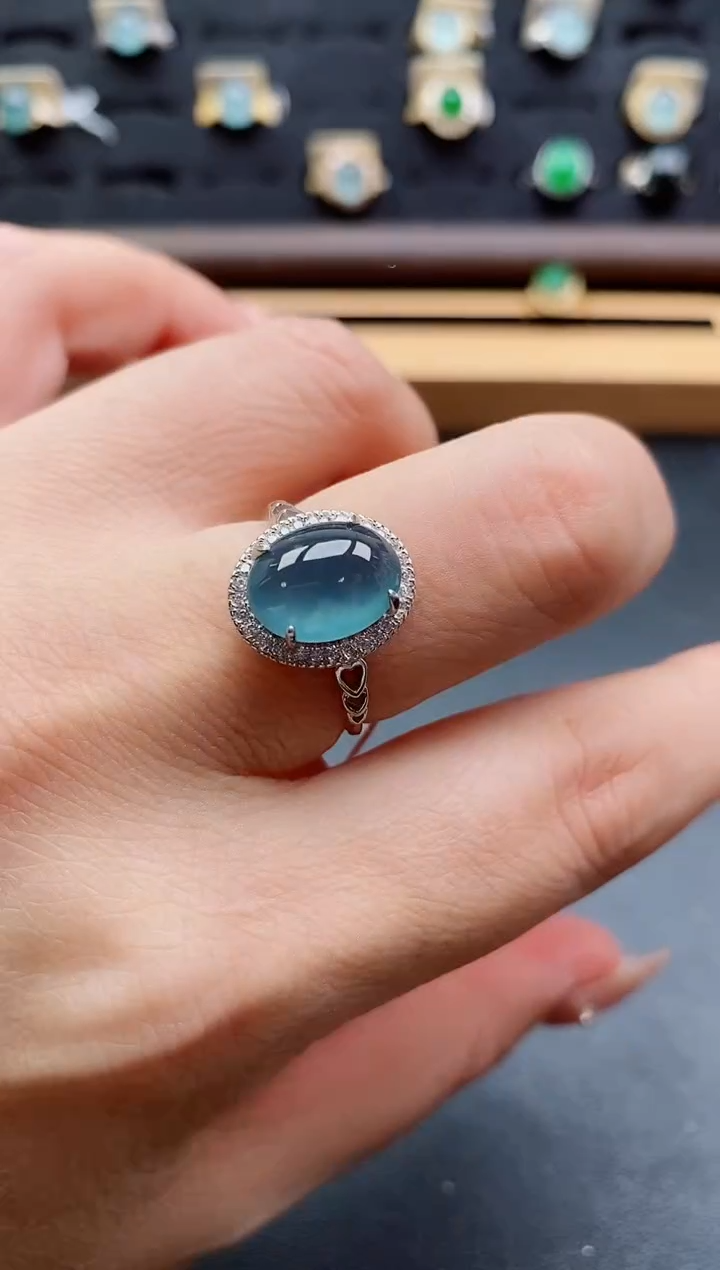 银S925镶嵌戒指翡翠1