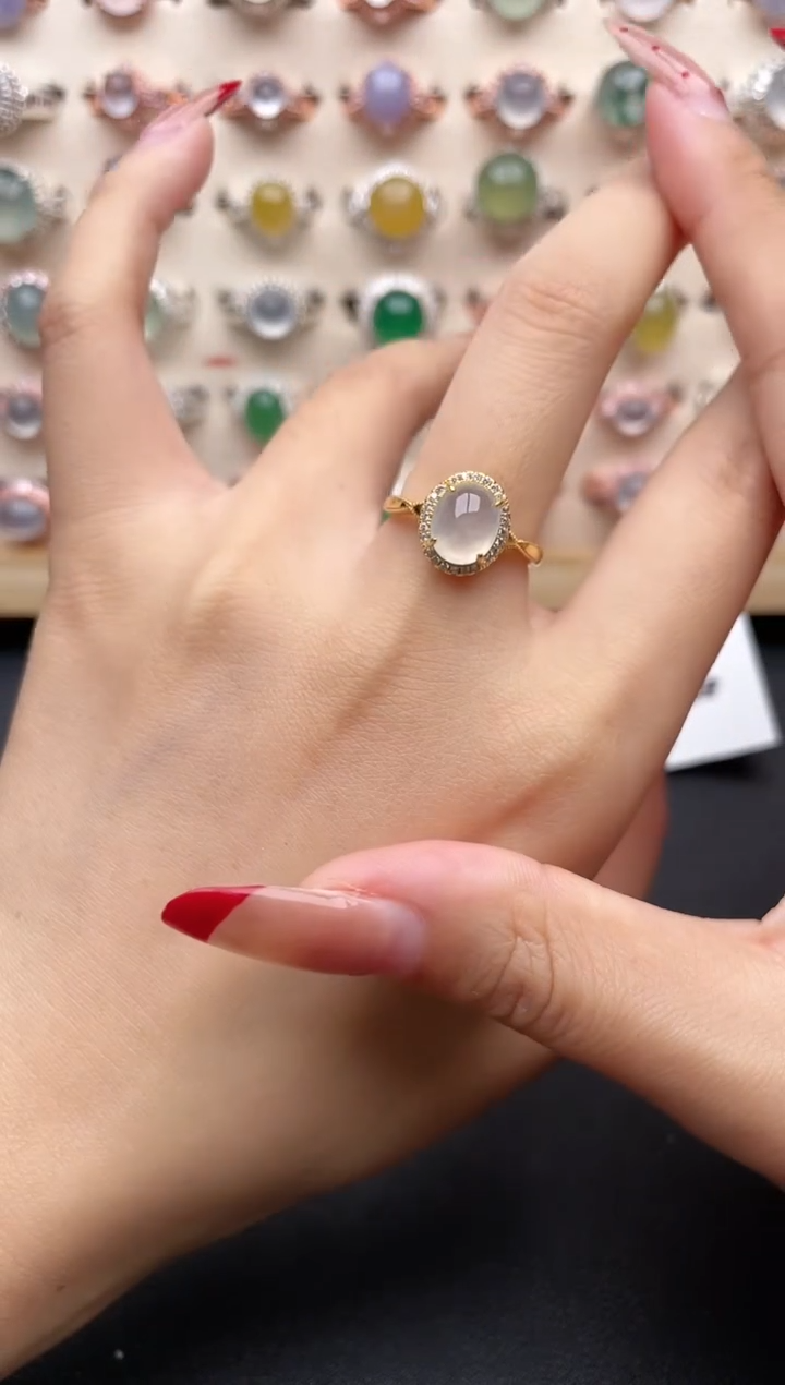 【闪购商品】翡翠戒指银S925镶嵌一物一证一礼盒