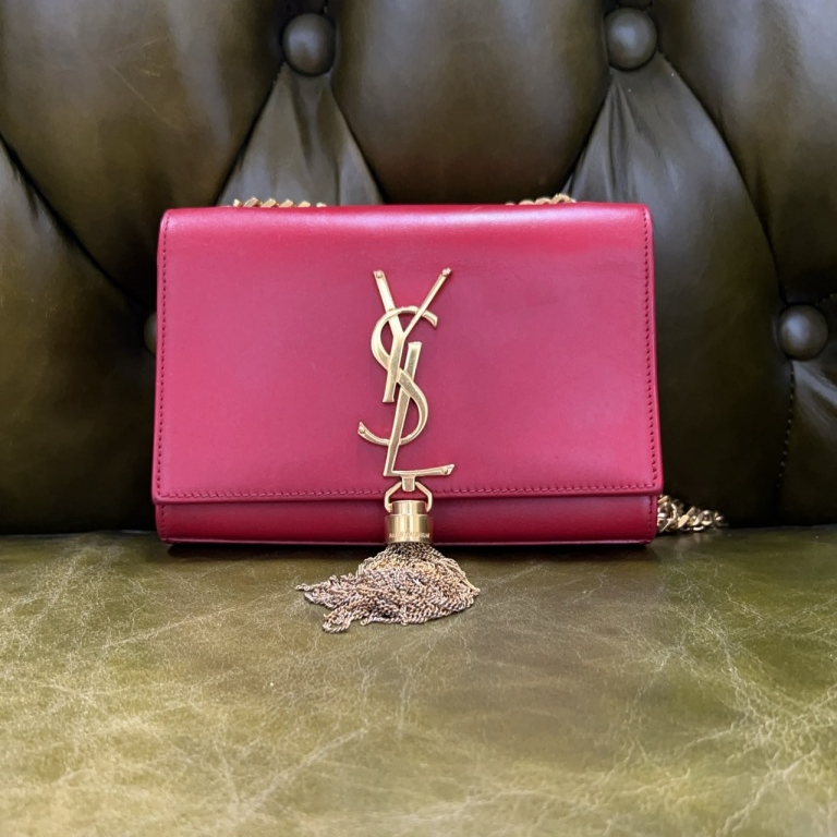 95新 YSL/圣罗兰 安洁利严选 圣罗兰小号红金流苏包 WH502219H 