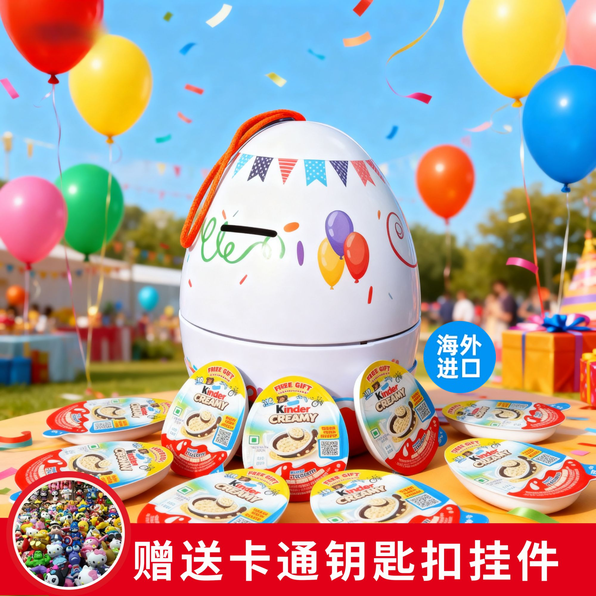 Kinder健达牛奶夹心巧克力奇趣蛋奶油可可米脆巨蛋存钱罐单品版