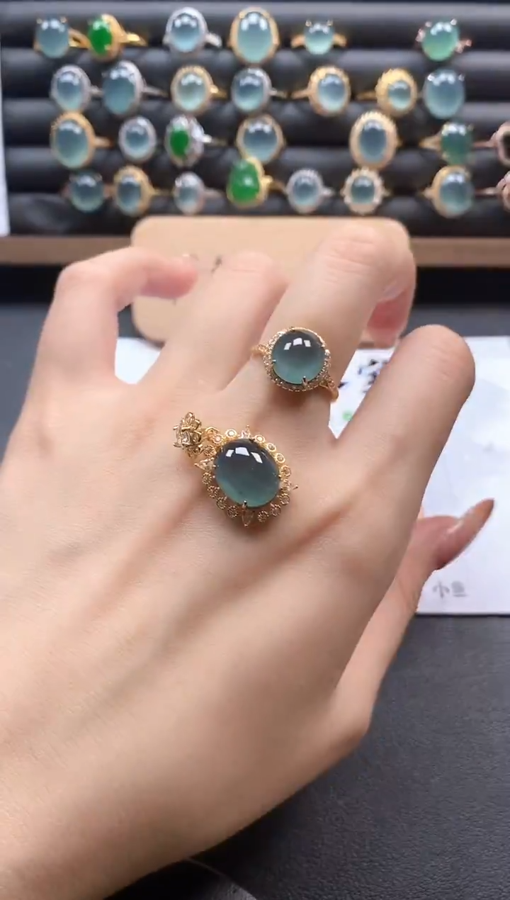 银S925镶嵌戒指翡翠51511