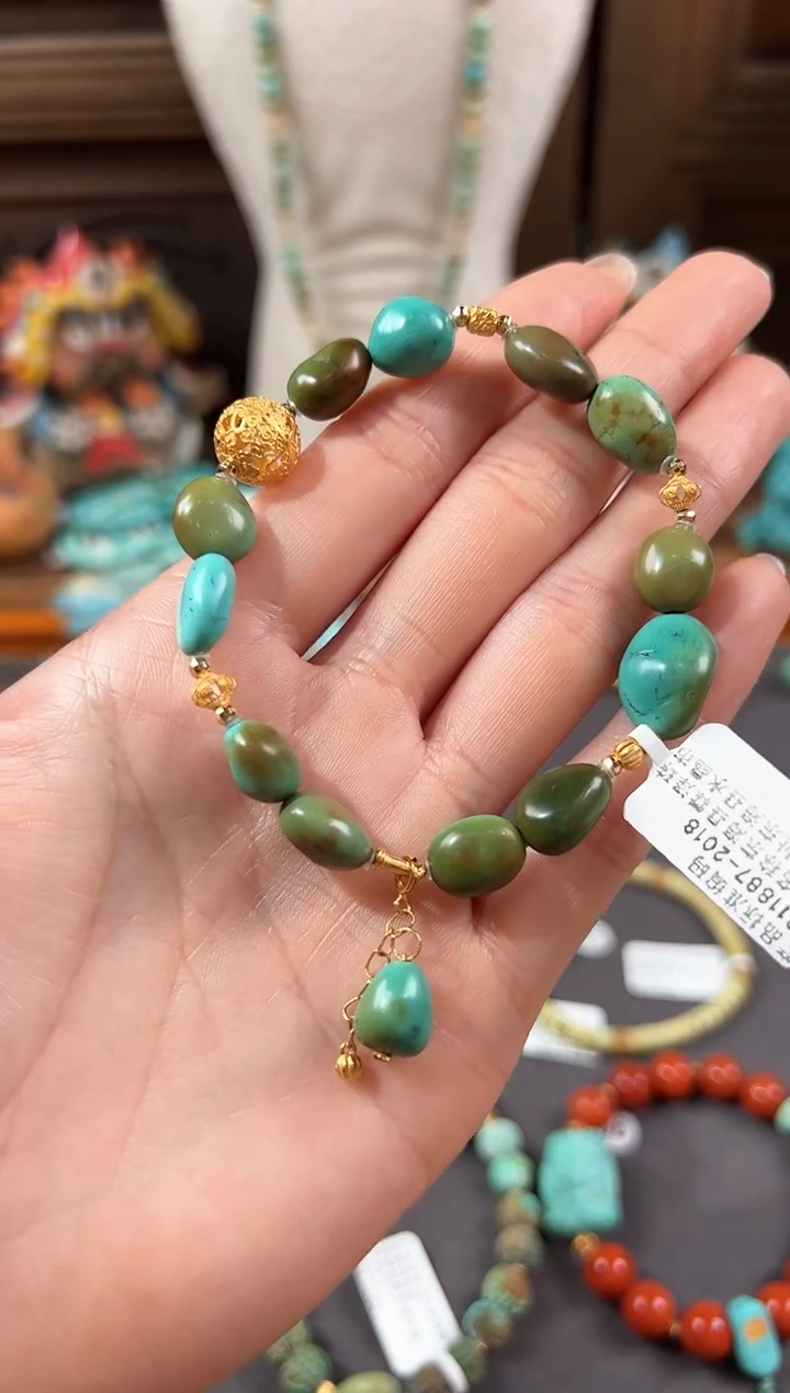 【闪购商品】绿松石手链18K金镶嵌绿松石手链