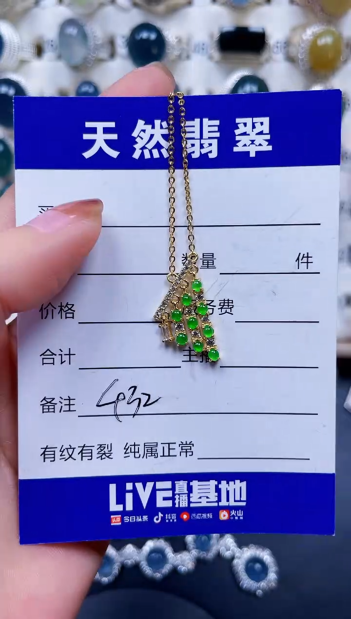 颈饰银S925镶嵌翡翠433