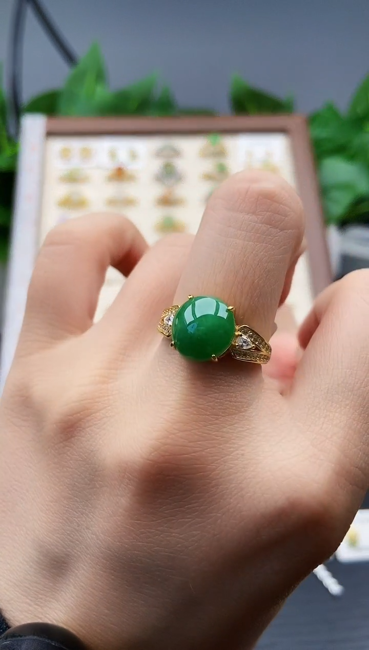 银S925镶嵌戒指翡翠12