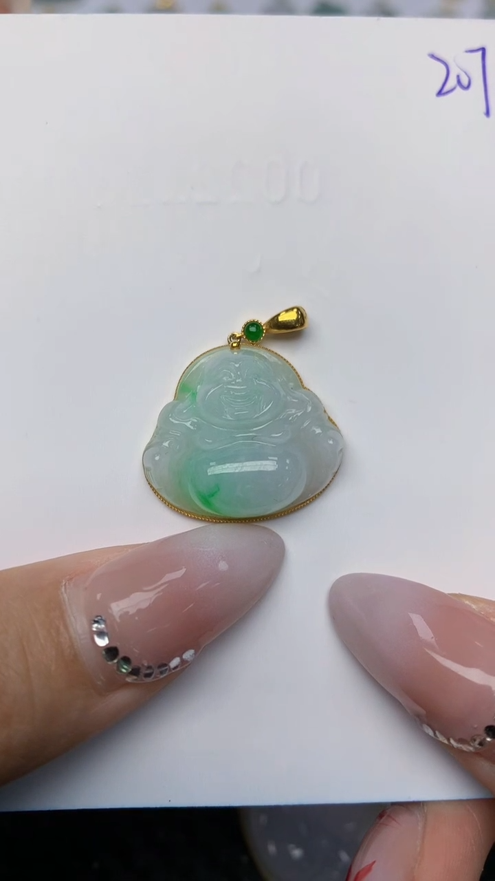 【闪购商品】翡翠颈饰18K金镶嵌天然翡翠a货