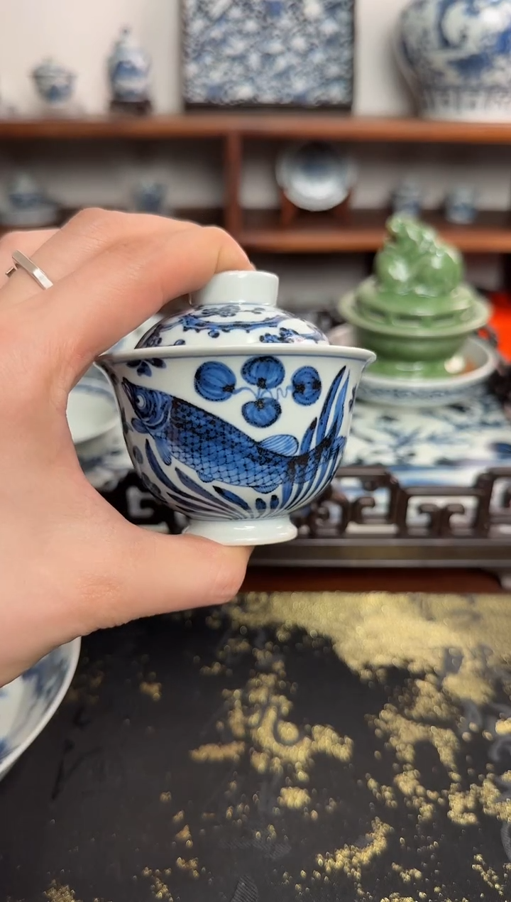 【闪购商品】盖碗含真藏古鱼藻小盖碗