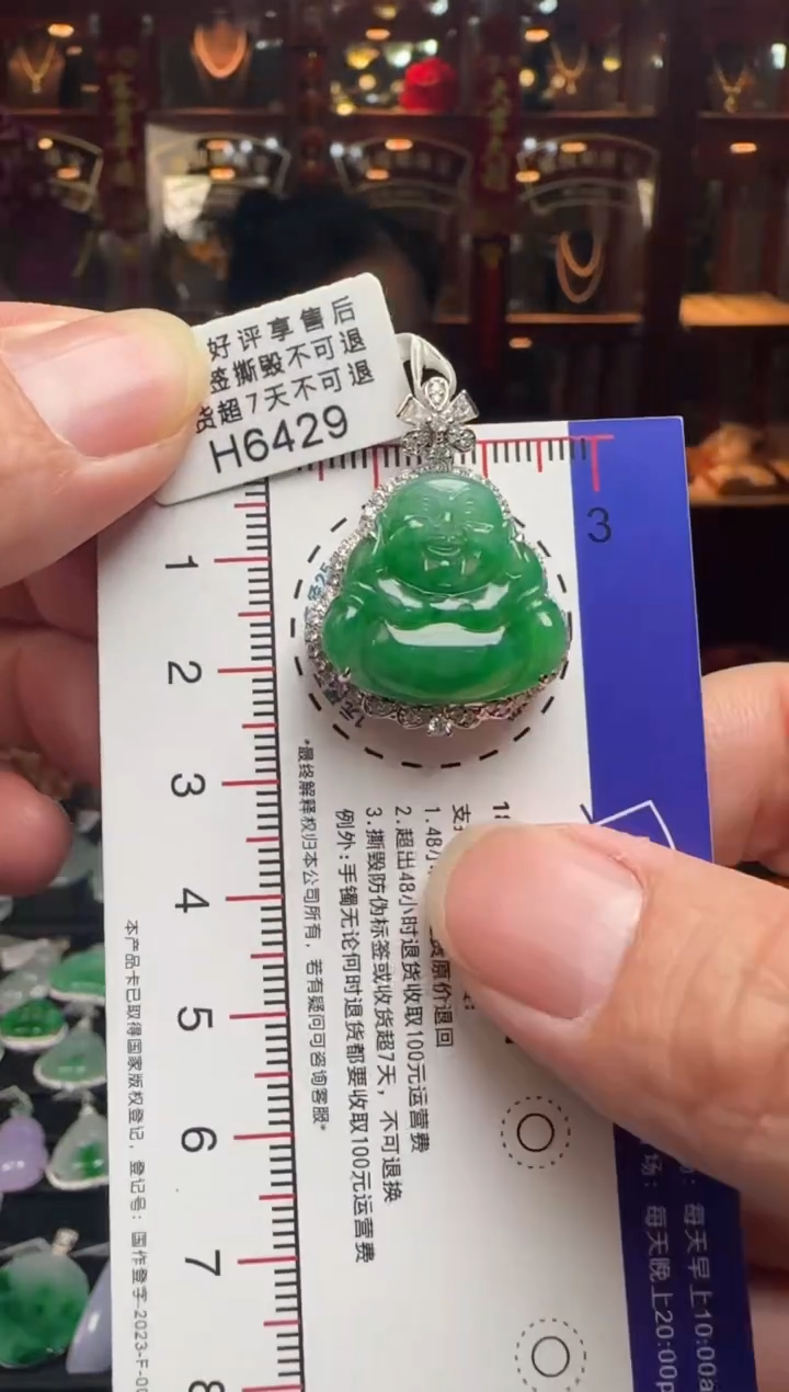 【闪购商品】翡翠颈饰18K金镶嵌H6429 辣绿佛公