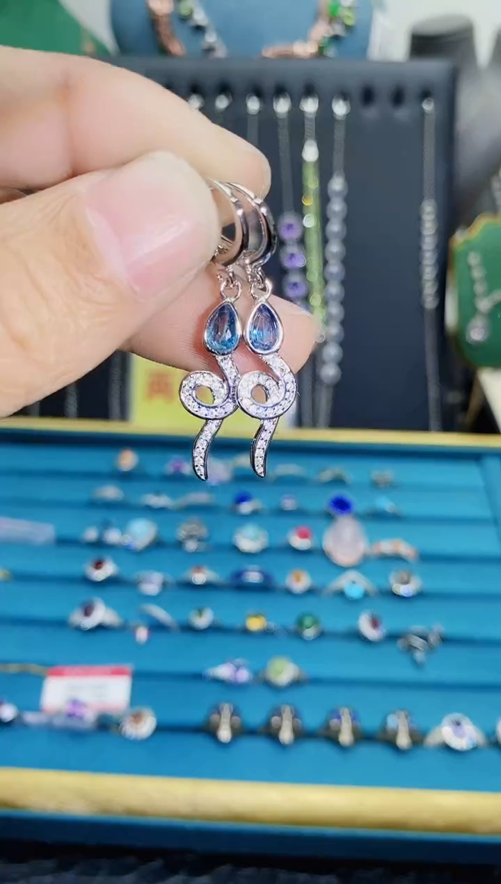 【闪购商品】托帕石耳饰银S925镶嵌1121