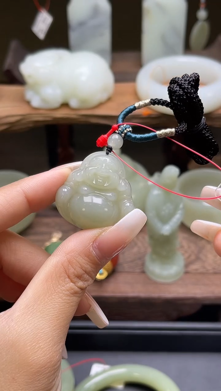 【闪购商品】和田玉吊坠未镶嵌且末青白佛公821938