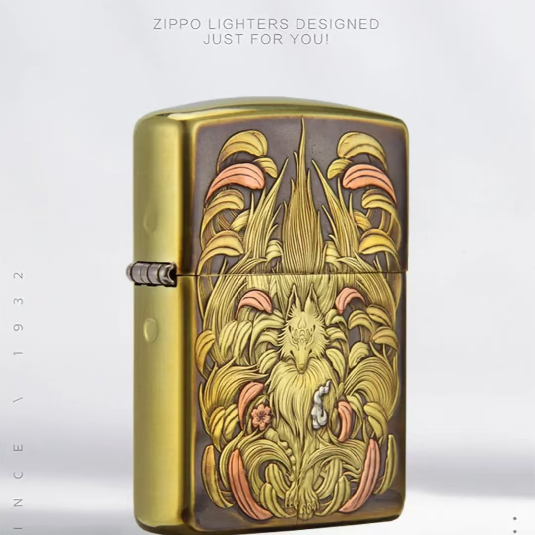 ZIPPO正品打火机/蝎子黄铜盔甲紫铜二代九尾狐送礼DY9912FD【凯亚】