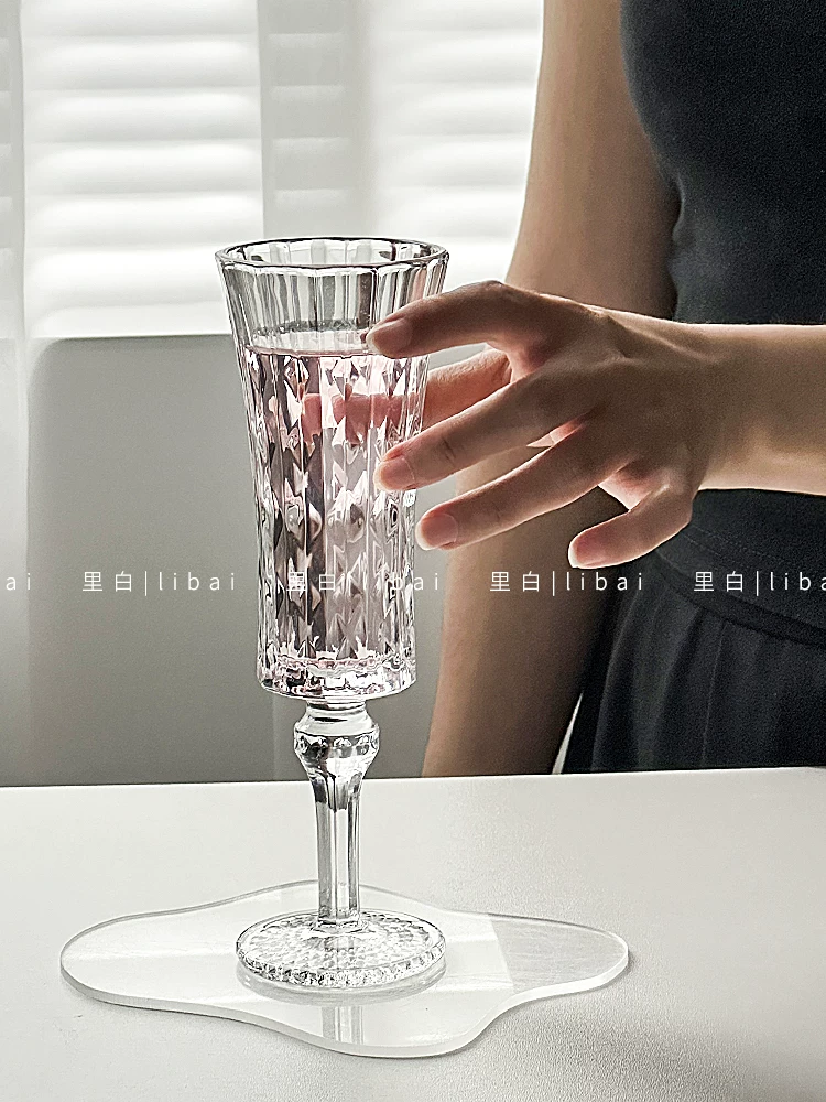 【烛光晚餐必备】INS风高颜值钻石纹香槟杯家用果汁杯葡萄酒杯