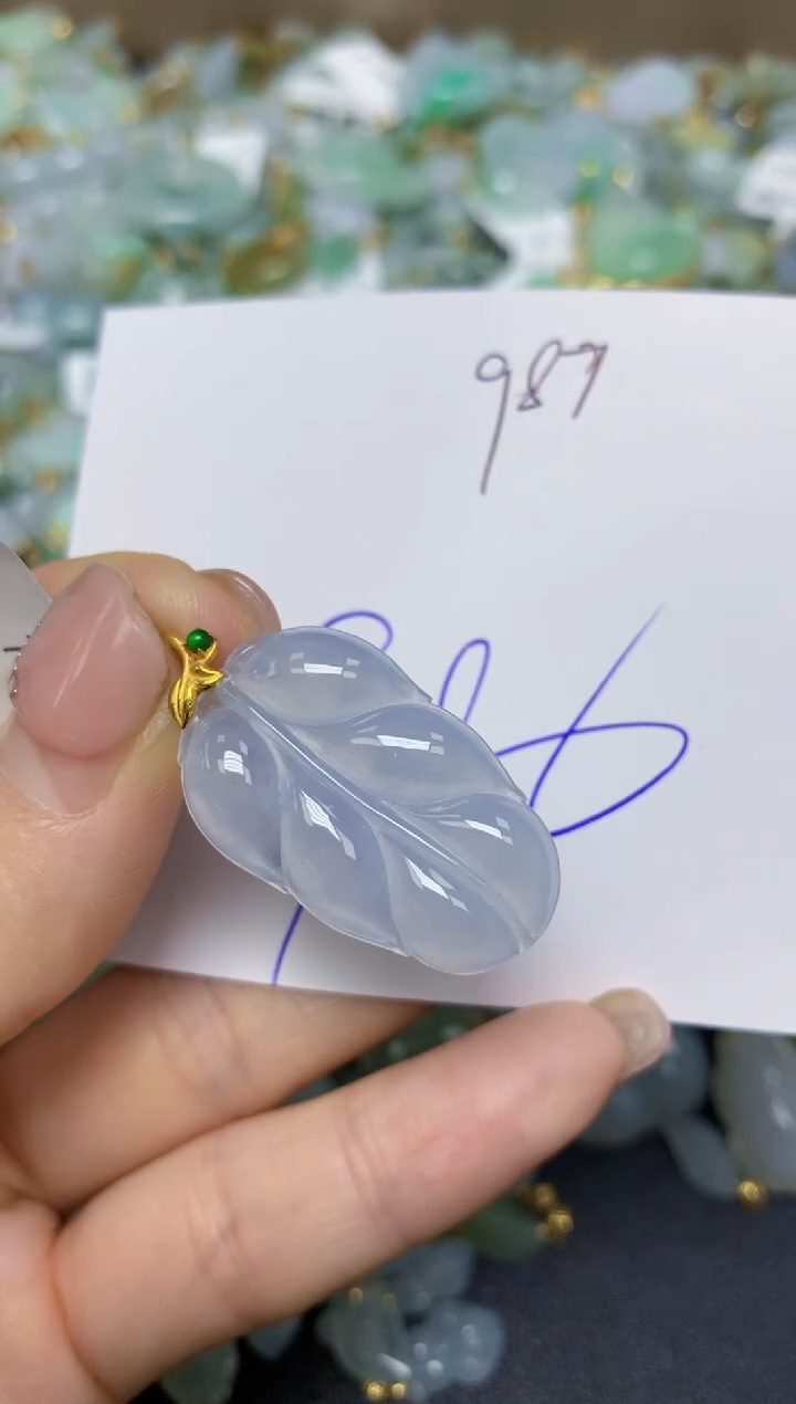 【闪购商品】翡翠挂件18K金镶嵌 天然翡翠A货