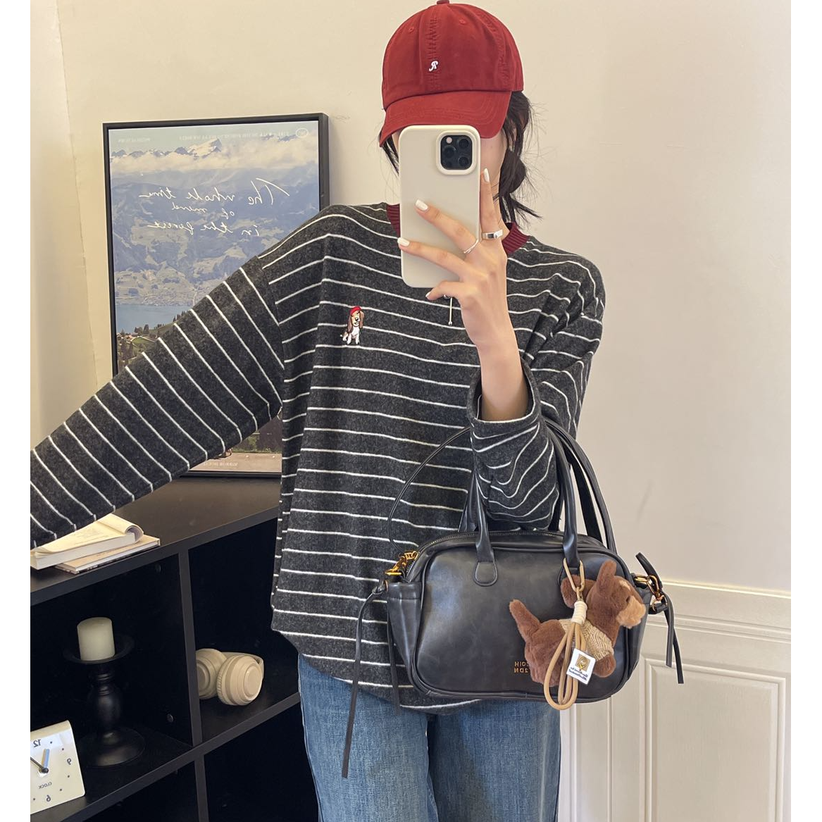 刺绣条纹狗打底A9539