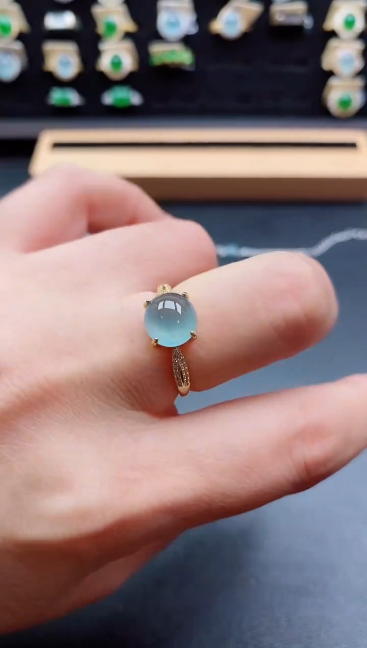 银S925镶嵌戒指翡翠1