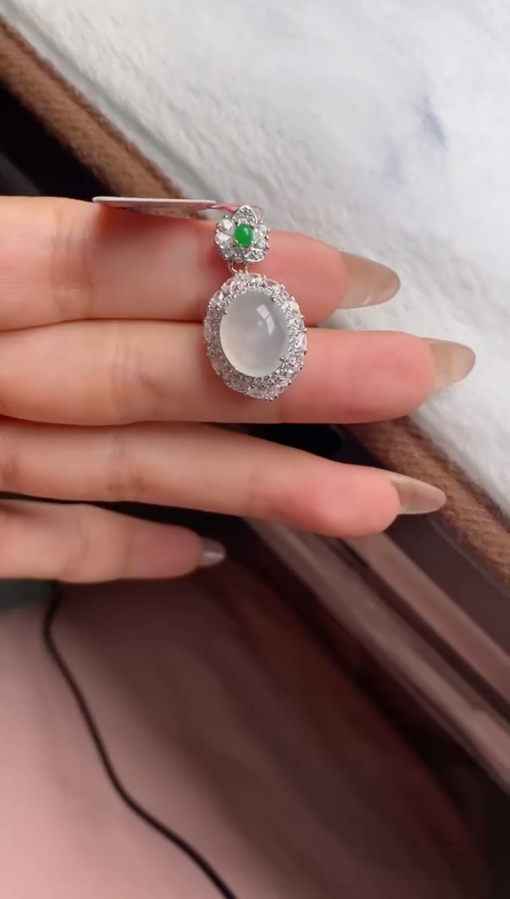 翡翠戒指银S925镶嵌天然A货翡翠