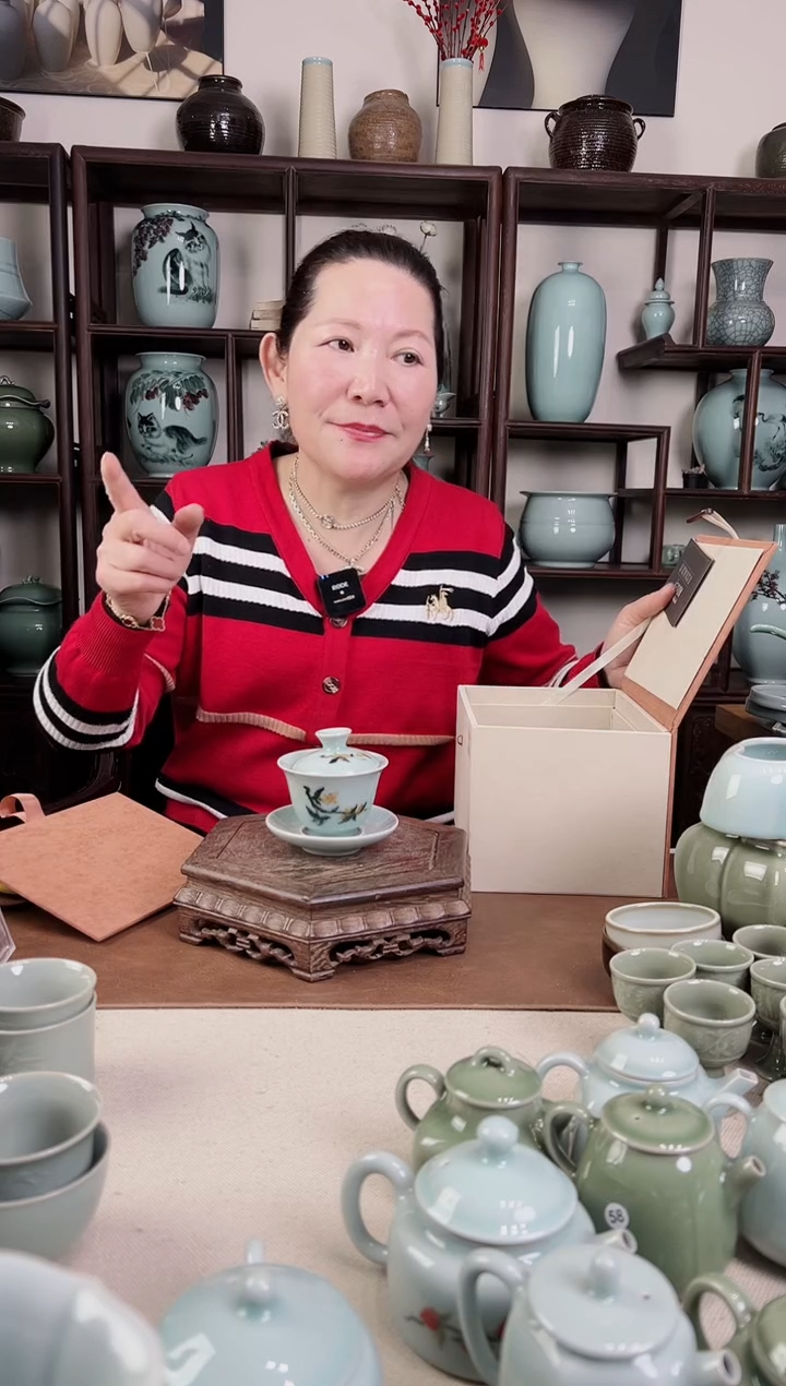 【闪购商品】杯釉中彩 桂花画 三才盖碗B