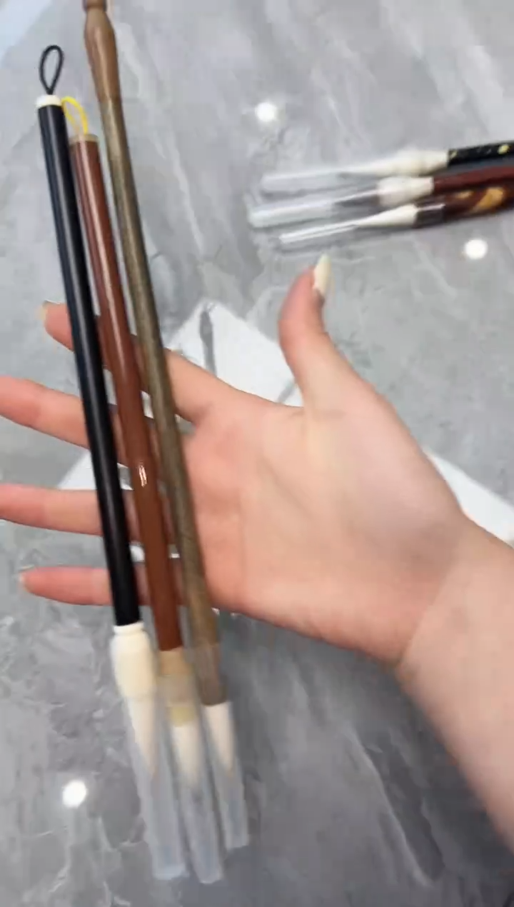 E991 定制毛笔3支微瑕 无礼盒 清水试笔 沾墨不退