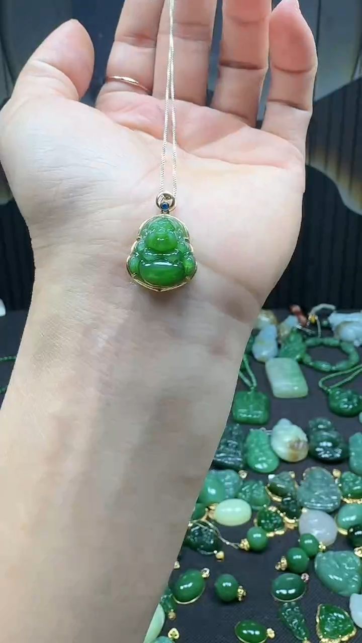 【闪购商品】和田玉挂件18K金镶嵌1