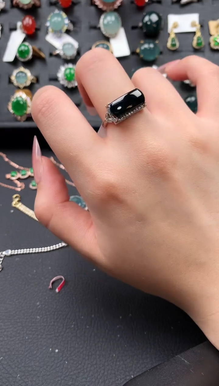 【闪购商品】翡翠戒指银S925镶嵌21414