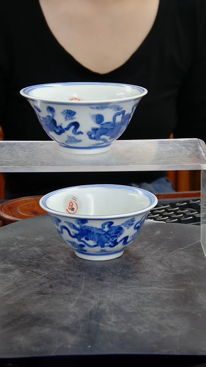 碗青花狮戏图碗#116#瓷器
