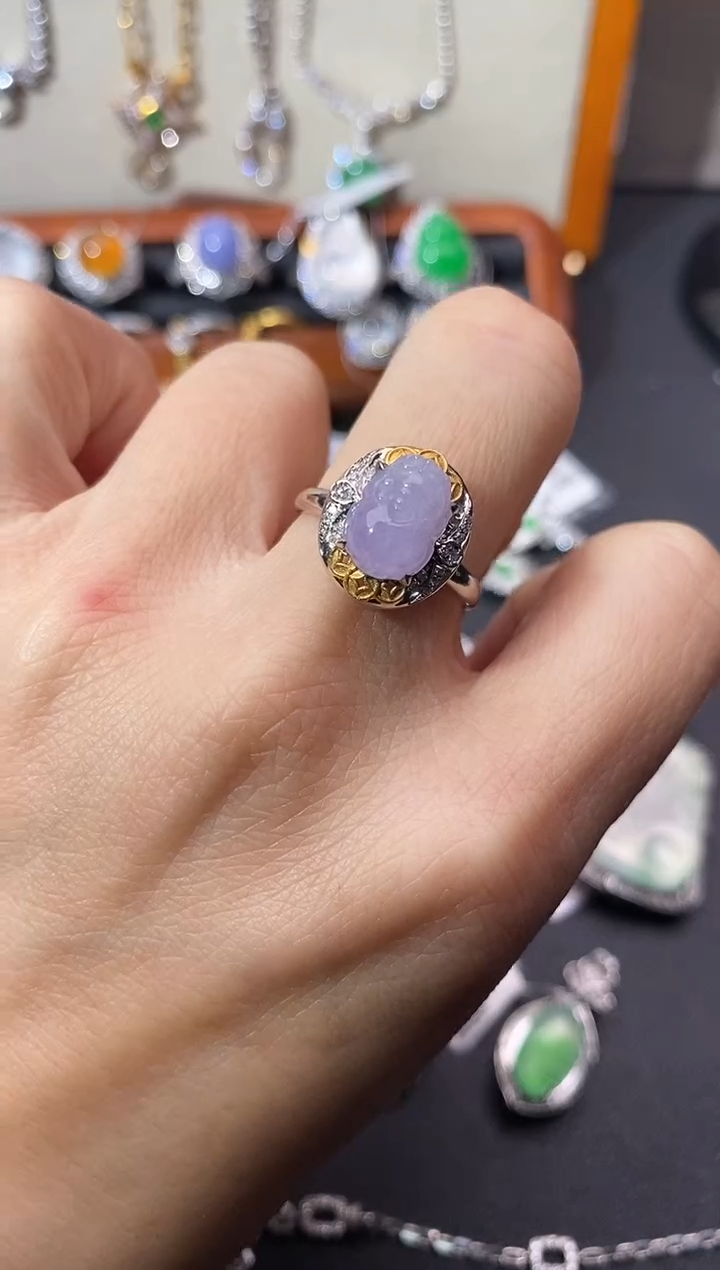 【闪购商品】翡翠戒指18K金镶嵌戒指