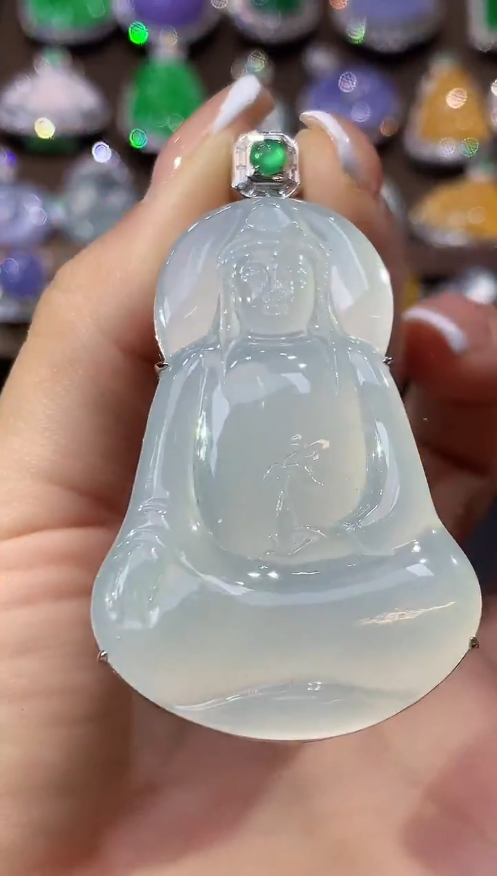 吊坠(不含链)18K金镶嵌翡翠D55