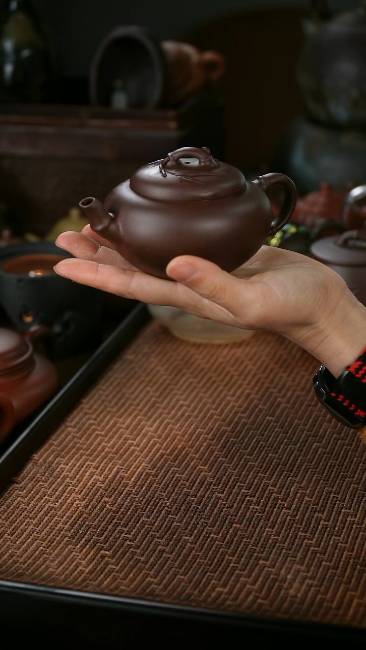 茶壶紫砂柿圆壶200cc老紫泥双十二福利价