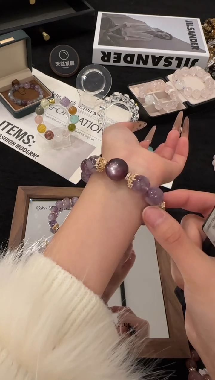 合金手链水晶紫兔毛x3464