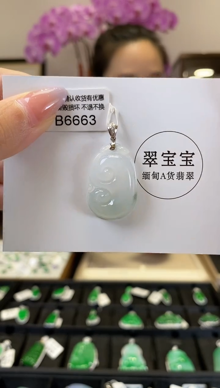 【闪购商品】翡翠18K金镶嵌颈饰B6663 如意 含运营费