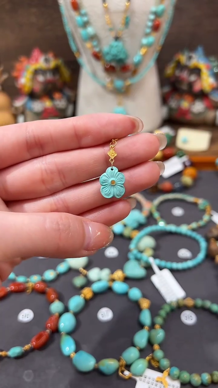 【闪购商品】绿松石18K金镶嵌提溜绿松石提溜