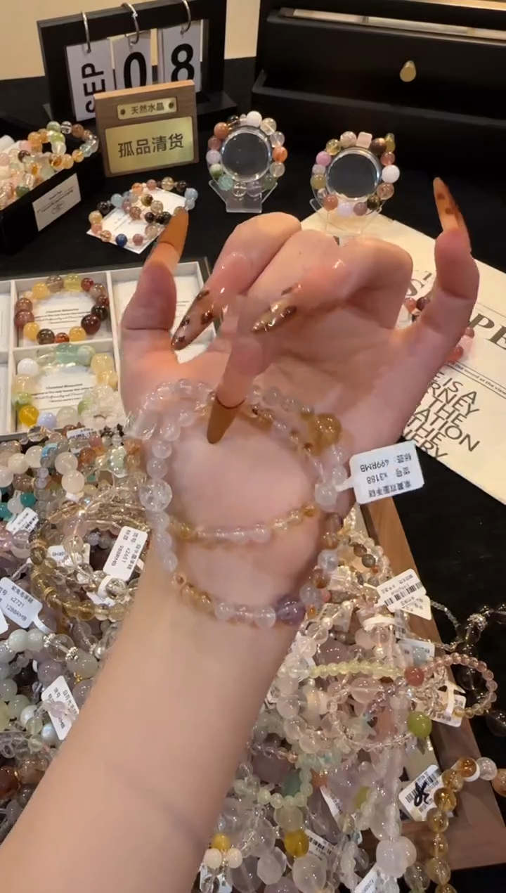合金手链水晶紫黄双圈x3188
