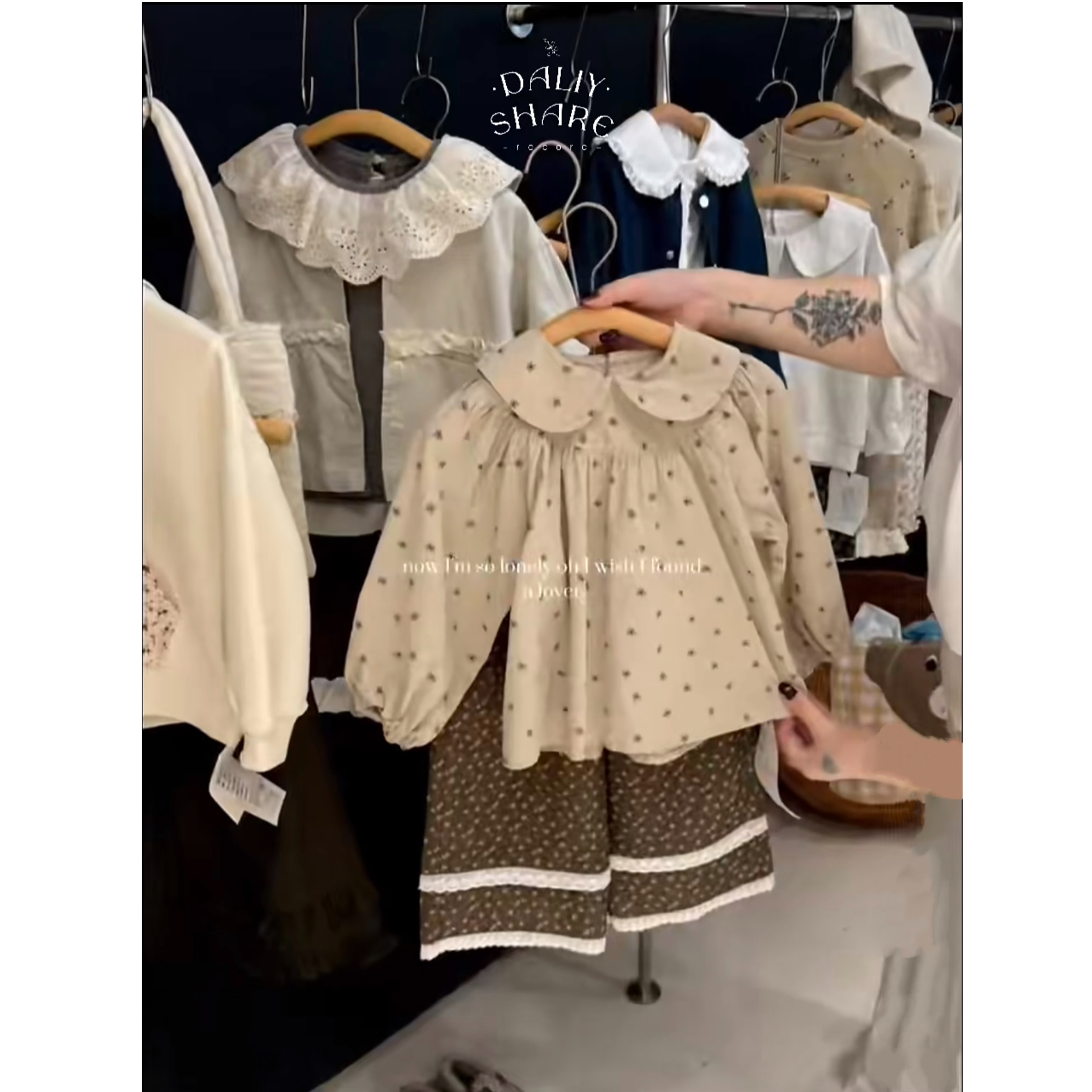 女童韩版森系法式田园风碎花直筒裤A24