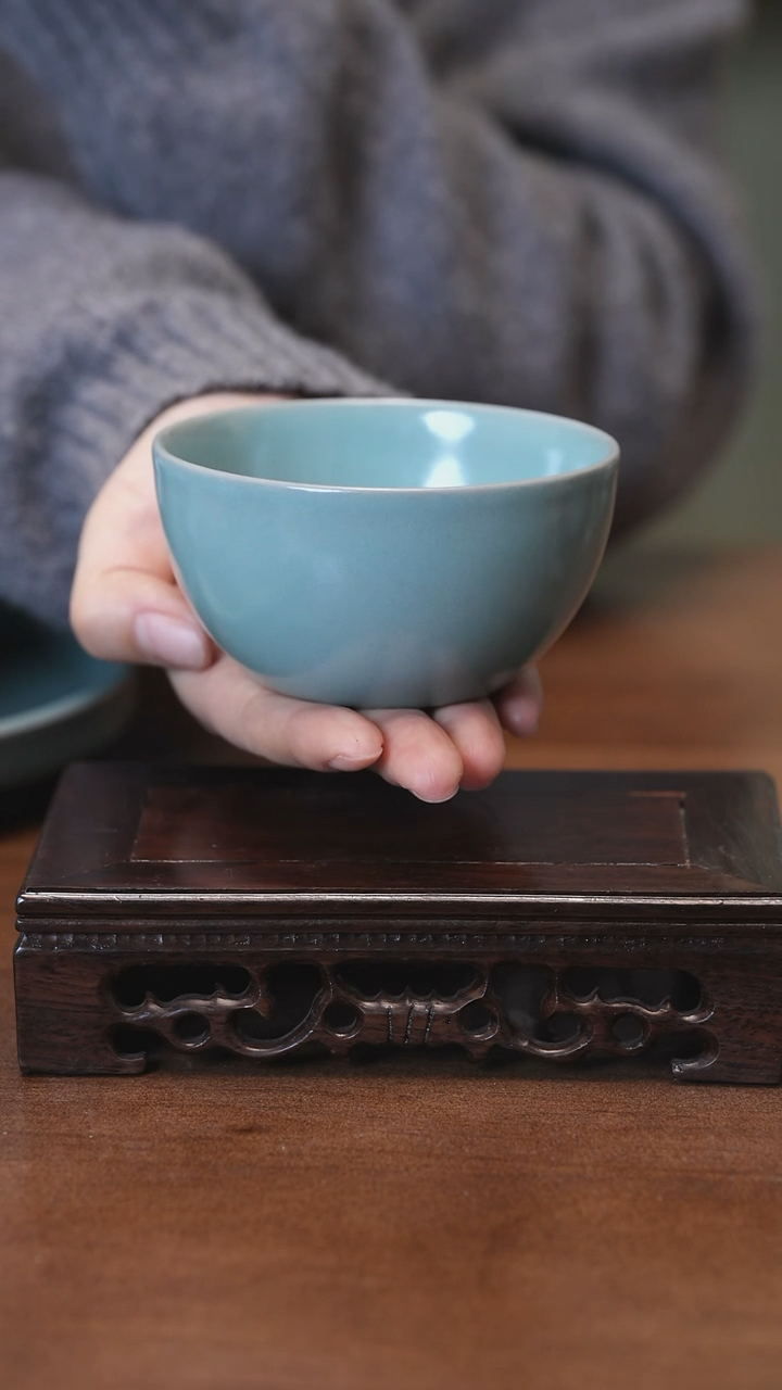 【闪购商品】Y宝丰宋官窑原产地汝瓷握足杯