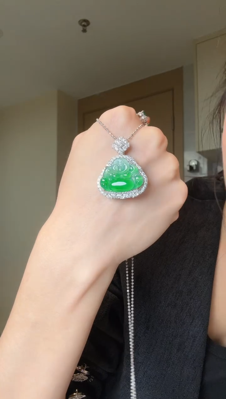 【闪购商品】翡翠吊坠(不含链)银S925镶嵌天然翡翠吊坠