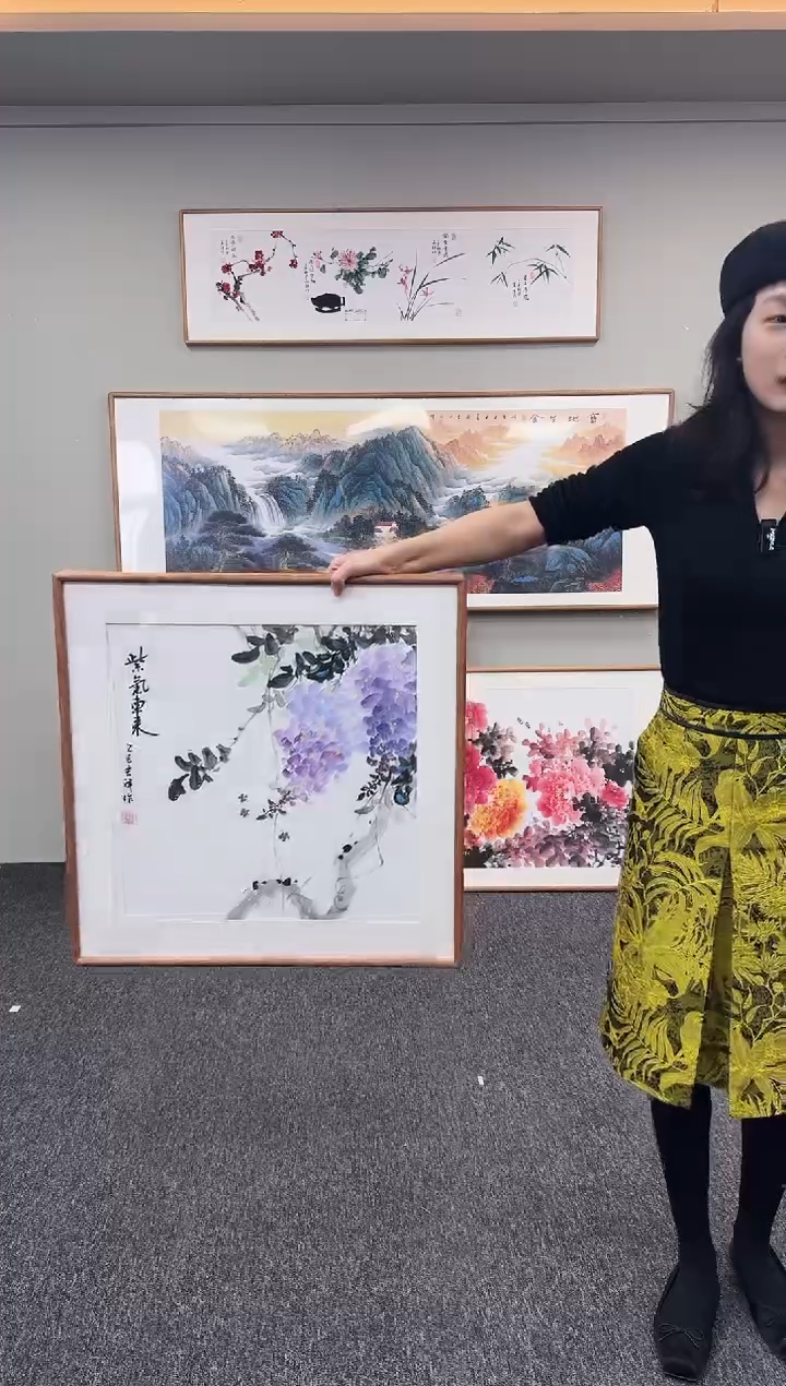 国画紫气东来60*60