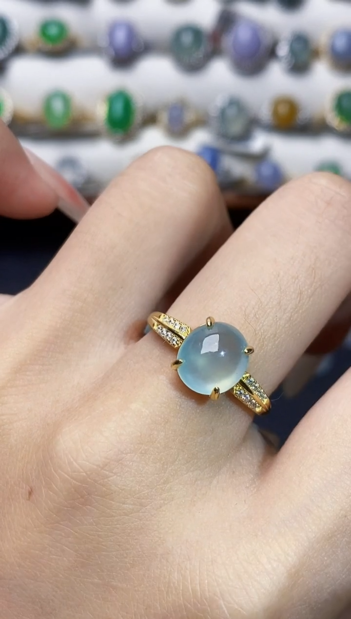 银S925镶嵌戒指翡翠4487