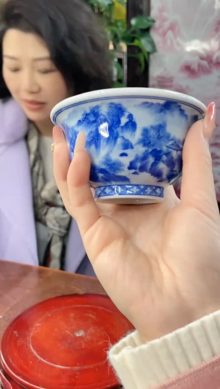 【闪购商品】051陶瓷供应链青花山水人家画片压手杯